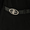 Premium Double-layer Cowhide Belt with Unique Metal Alloy Buckle in Classic Black - Fashion Accessory