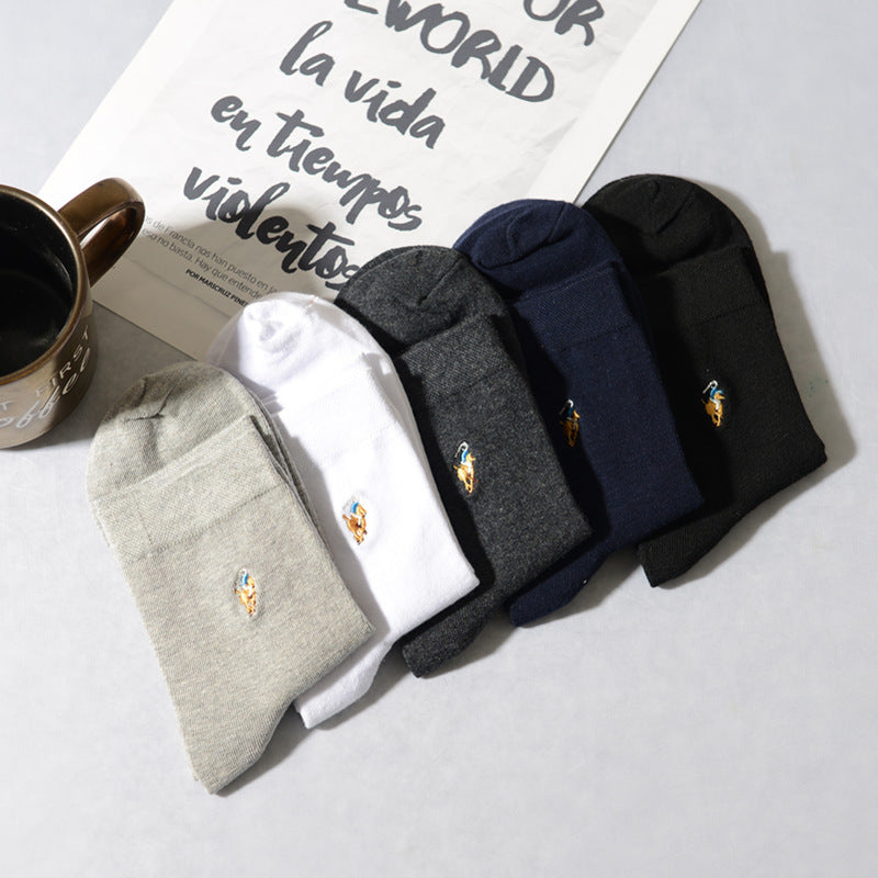 Premium Men's Embroidered Cotton Socks for All Seasons