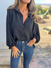 Trendy Long-sleeved Button-Up Women's Top in Vibrant Colors