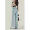 Women's Light Blue High Waist Loose Straight Cut Jeans - Casual, Comfortable, Fashionable Denim Pants for Women