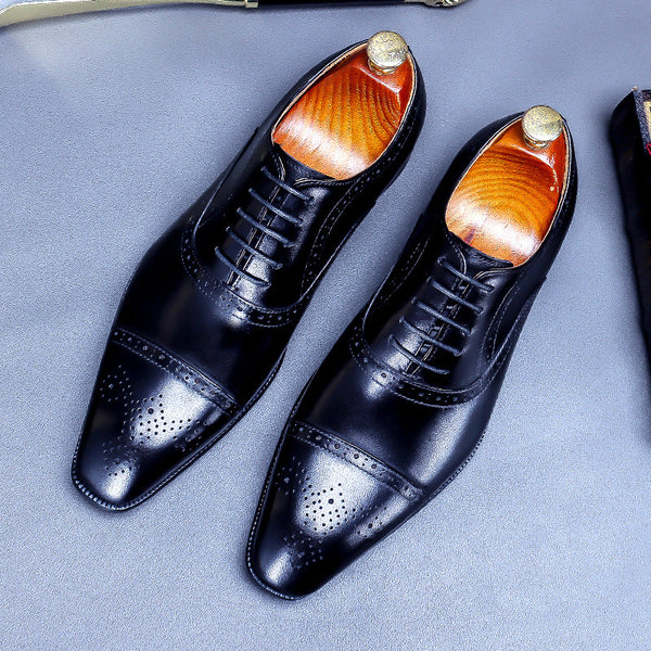 Men's Elegant Pointed-Toe Leather Shoes - Black, Brown, Coffee - Business Attire Footwear - Sizes 37-46