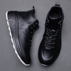 Men's Casual Sporty Fashion Sneakers with Thick Soles in Black & White - Premium Leather, Comfortable Fit for Men - Street Style Fashion Essential