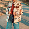 Stylish Western Geometric Print Women's Thermal Jacket in Apricot