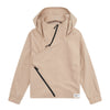 Unisex Diagonal Zipper Hooded Coat in Black or Apricot - Fashionable & Warm