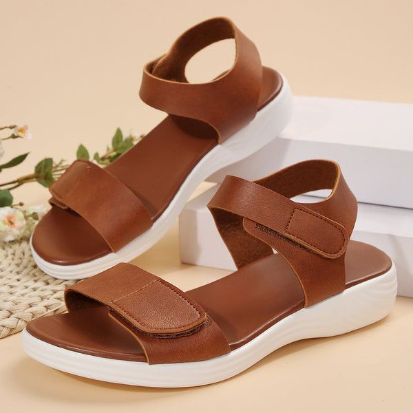 Stylish Women's Low Heel Beach Sandals in White, Black, Light Brown - Sizes 36-43