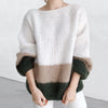 Cozy Color-Block Knit Sweater in Gray, Khaki, or Green - Women's Fashion Pullover for Cold Weather Chic