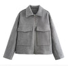 Chic Women's Retro Polo Collar Coat in Wine Red