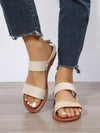 Women's Plus-Size Flat Sandals Black Red Brown Beige Buckle Round Toe Waterproof Platform PU Leather Viscose Sole