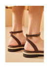 Chic Retro-Styled Women's Chunky Heel Sandals in Premium Cowhide & Pigskin - Stylish & Comfortable - 2.8 cm Heel - Various Sizes