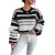 Chic Mid-Length Black & White Striped Knitted Sweater, Casual Style, Women's Fashion, Brushed Cotton Blend