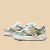 Chic Green Platform Women's Sports Shoes - Low-Top Design, Breathable Imitation Leather, Hong Kong Style - Sizes 35-40.