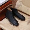 Stylish Men's Leather High-Top Martin Boots - Height Boost, Black, Breathable, Durable - Size 38-44
