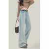 Women's Light Blue High Waist Loose Straight Cut Jeans - Casual Denim Fashion for Women - Vintage Princess Style Comfort