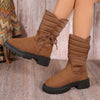 Winter Lace-up Fleece Snow Boots for Women, Chunky Heel, Cozy & Stylish, Suede Material, Multiple Colors & Sizes