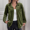 Chic Autumn Velvet Cardigan in Green - Lapel Style Women's Fashion
