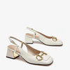 Elegant Square Toe Leather Heels - French Baotou Style in Beige and Light Apricot for Women