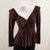 Elegant Chinese Knit V-Neck Drawstring Top in Brown, Dark Gray, Beige - Slim Fit. Chic Women's Casual Wear.