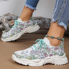 Lightweight 3D Floral Printed Flyknit Running Shoes in Wine Red - Women's Size 35-42