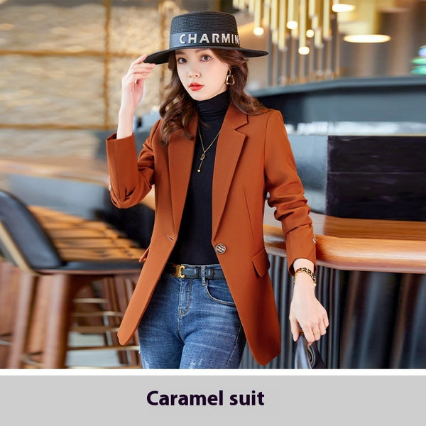 Chic Spring/Autumn Slim-Fit Women's Suit Jacket in Solid Black - Professional and Casual Wear - Sizes S-XXXXL - Stylish Pockets - Slim Fit