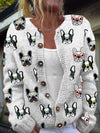 Chic 3D Printed Cardigan - Women's Knitted Coat
