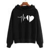Women's Chic Heart Print Hoodie in Pink - Urban Hipster Style & Comfort - Long Sleeve Polyester Pullover - S to XXXL Sizes