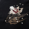 Men's Embroidered Hooded Top with Nine-tail Fox Motif in Classic Black Cotton - Trendy Men's Fashion, Asian Size M-XXXL