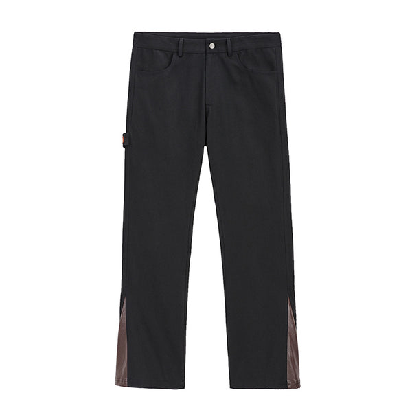 Stylish Leather & Twill Cargo Trousers in White - Men's Casual Pants