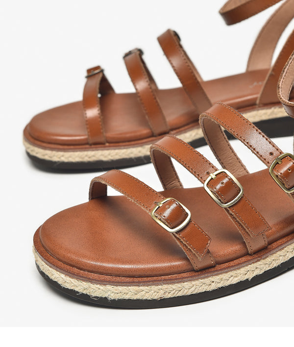 Chic Retro Women's Chunky Heel Sandals in Premium Cowhide - Comfortable & Stylish with Rubber Sole - Sizes 35-40 - Elegant Footwear