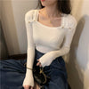 Women's Square Neck Knit Top in Multiple Colors - Chic, Comfortable Pullover Sweater - Free Size Fashion Essential