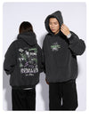 Unisex Distressed Streetwear Sweater with Graphic Print - Urban Style Cotton Sweatshirt