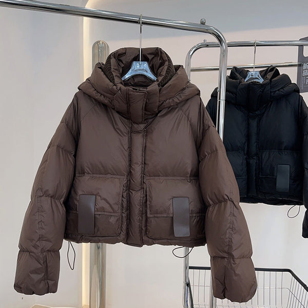 Chic Slimming Hooded Down Coat in Milky White - Women's Winter Outerwear with White Duck Down Filling