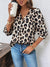 Elegant Leopard Print Polyester Shirt, Long Sleeve, S-XL - Commute Fashion, Leopard Print, Elegant Style.