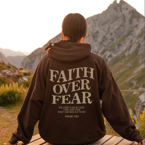 Inspirational "Faith Over Fear" Christian Unisex Hoodie, Cotton Blend, Street Fashion Sweatshirt