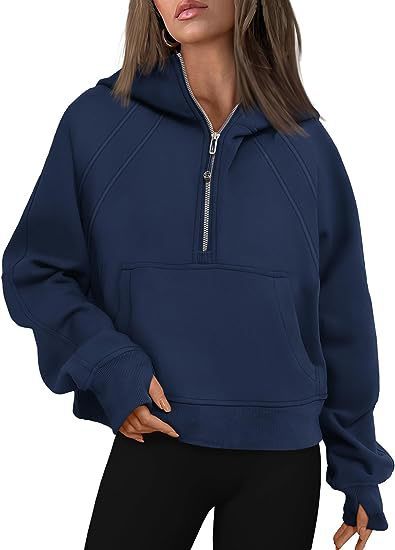 Cozy Winter Hooded Sweatshirt in Beige | Women's Top with Pocket