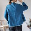 Bohemian Linen Cardigan with Vintage Embroidery in White, Red, Yellow, Purple & Blue - Loose-fit Layering Top