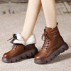 Winter Women's Plush Fur Lined Wedge Snow Boots in Black and Brown