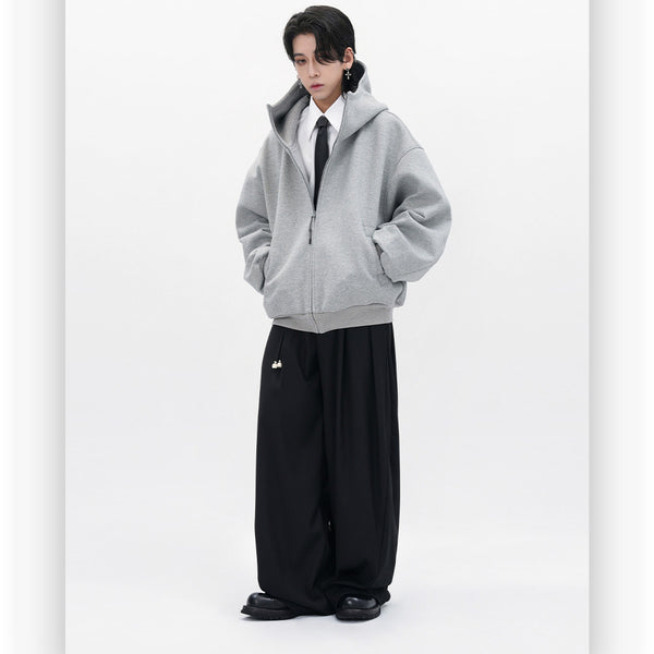 Men's Thick Polyester Zipper Hooded Cardigan - Youthful Style - Winter Coat