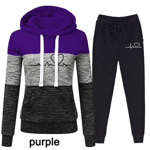 Trendy Two-Piece Women's Tracksuit with Cozy Hoodie - Casual Lounge Wear Set for Women, Fleece Sweater Ensemble