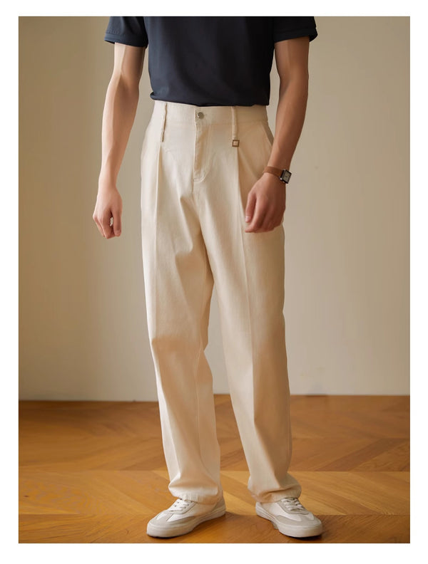 Retro-Styled Men's Casual Trousers in Black, Apricot, American Coffee - Comfortable 97% Cotton with Elastic Waist - Sizes S to XXL - Fashionable & Durable