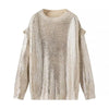 Fashion-forward Bronzing Round Neck Women's Sweater in Dazzling Beige Gold - Long Sleeve, Polyester, Stylish Pullover