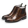 Men's Vintage Style Leather Martin Boots, Black & Brown, Square Heel, Top Layer Cowhide, Chelsea, Retro, Men's Footwear