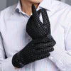Men's Touch Screen Velvet-Lined Sheepskin Gloves in Black - Luxury Winter Accessories with Smart Touch Technology