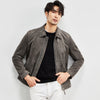Sheepskin Suede Leather Jacket - Graphite Autumn Coat