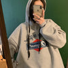 Men's Casual Loose Hooded Sweater in Unique Alphabet Pattern - Black, Light Gray, or Apricot - Sizes M-XXXL