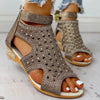 Elegant Women's Rhinestone Open Toe Wedge Sandals