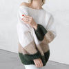 Cozy Color-Block Knit Sweater in Gray, Khaki, or Green | Women's Fall/Winter Fashion | Trendy Pullover for Cold Weather