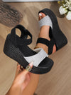 Stylish Women's Platform Sandals in Beige - Round Head, Rubber Sole, Summer Footwear