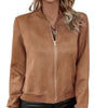 Chic Solid Color Zip-up Winter and Autumn Jacket for Women