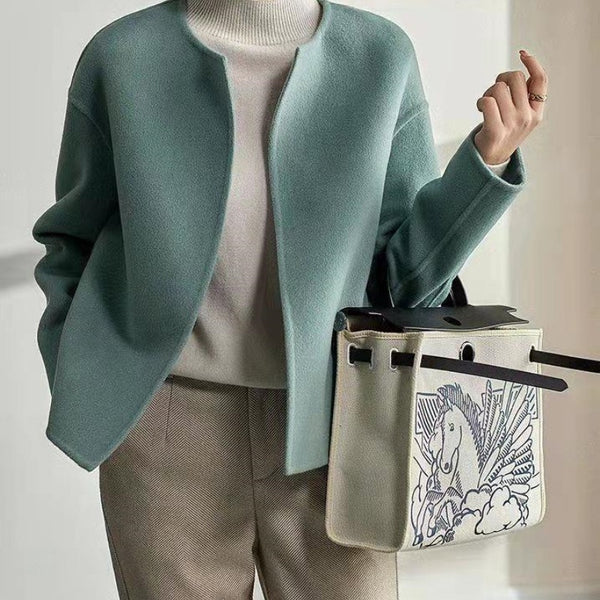 Chic Cardigan Top in Matcha, Round Neck Short Coat, Cotton Fabric, Youthful Style, Loose Fit - M, L, XL, 2XL, 3XL