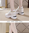 Women's Flyknit Height-Increasing Sneakers with Waterproof Platform in White.